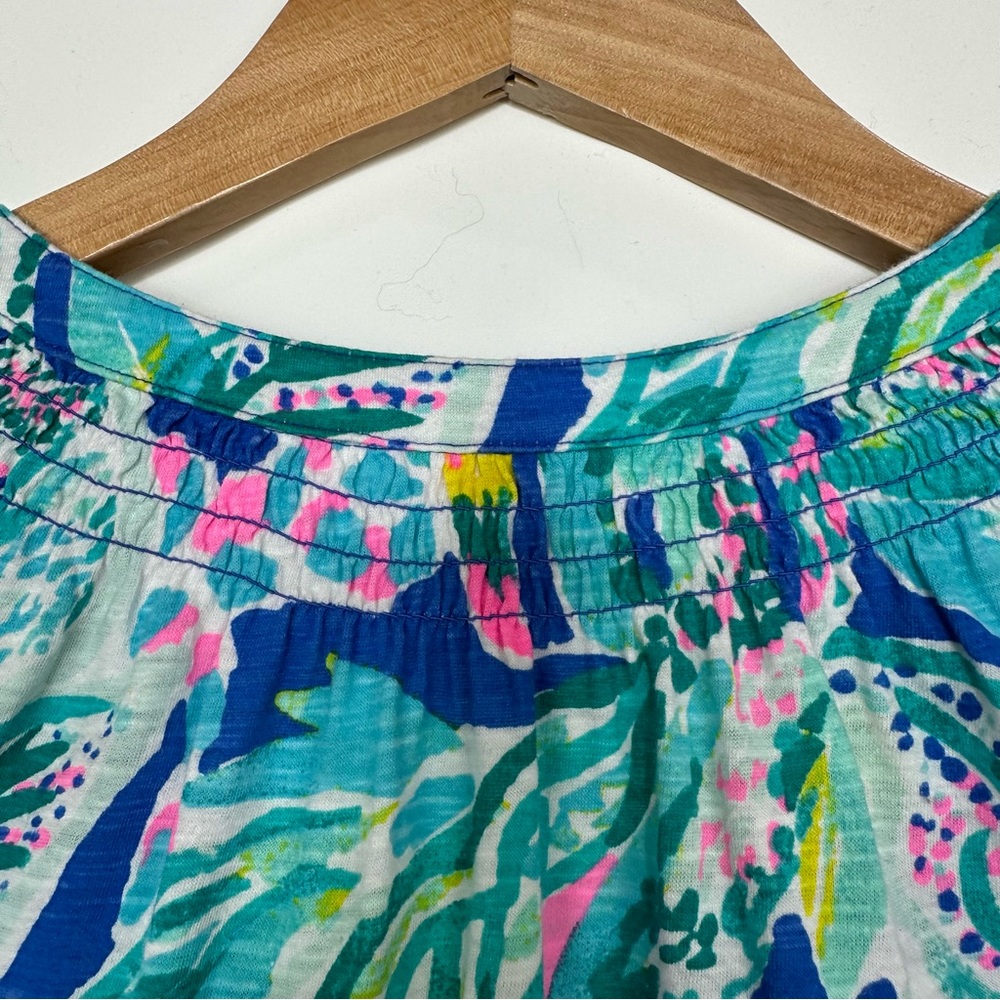 Lilly Pulitzer Essie Wake Up Call Tropical Floral & Toucan Sleeveless Top Sz S - Picture 8 of 11